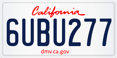 CA license plate 6UBU277