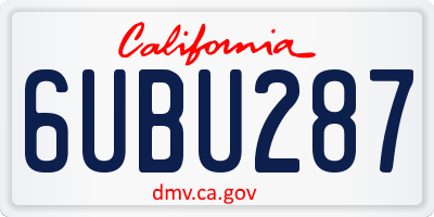 CA license plate 6UBU287