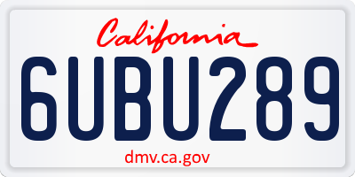 CA license plate 6UBU289