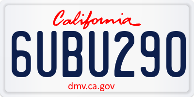 CA license plate 6UBU290