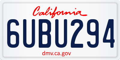 CA license plate 6UBU294