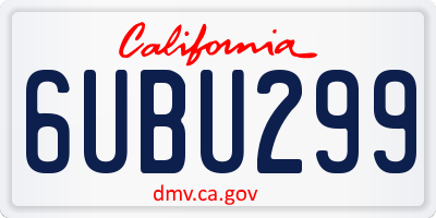 CA license plate 6UBU299