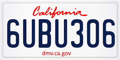 CA license plate 6UBU306