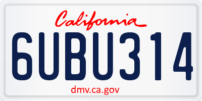 CA license plate 6UBU314