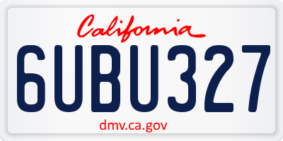 CA license plate 6UBU327