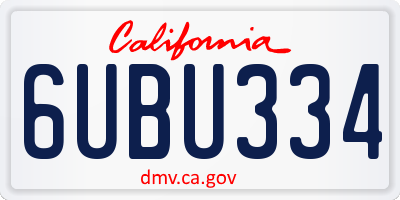 CA license plate 6UBU334