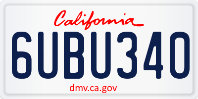 CA license plate 6UBU340