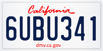 CA license plate 6UBU341
