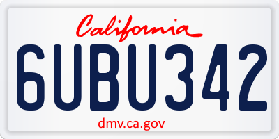 CA license plate 6UBU342