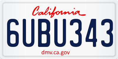 CA license plate 6UBU343