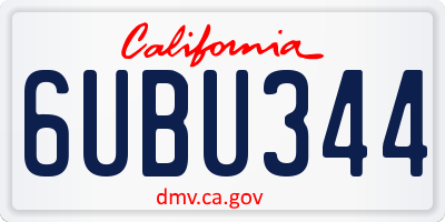 CA license plate 6UBU344