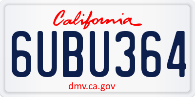 CA license plate 6UBU364