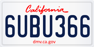 CA license plate 6UBU366
