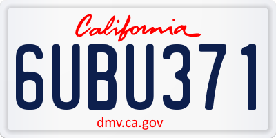 CA license plate 6UBU371