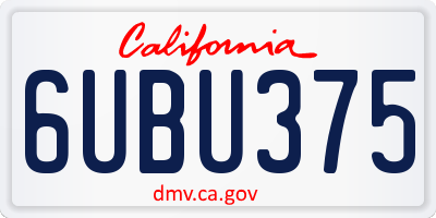 CA license plate 6UBU375