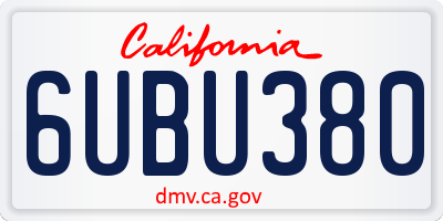 CA license plate 6UBU380