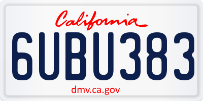 CA license plate 6UBU383