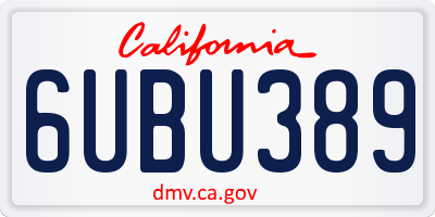 CA license plate 6UBU389