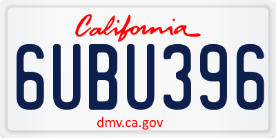 CA license plate 6UBU396