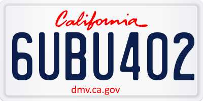 CA license plate 6UBU402