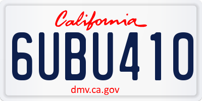 CA license plate 6UBU410