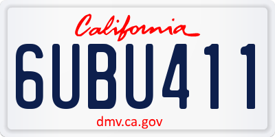 CA license plate 6UBU411