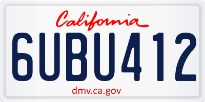 CA license plate 6UBU412