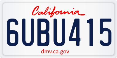 CA license plate 6UBU415