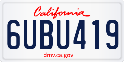 CA license plate 6UBU419