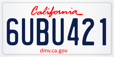 CA license plate 6UBU421