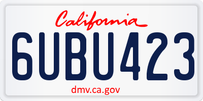 CA license plate 6UBU423