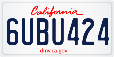 CA license plate 6UBU424