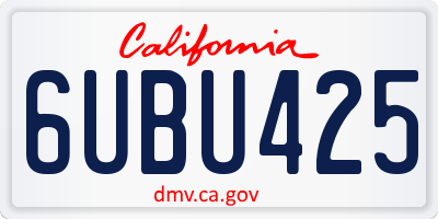 CA license plate 6UBU425