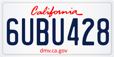 CA license plate 6UBU428