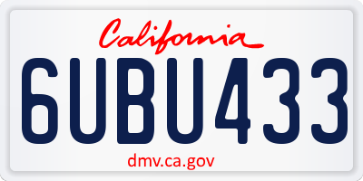 CA license plate 6UBU433