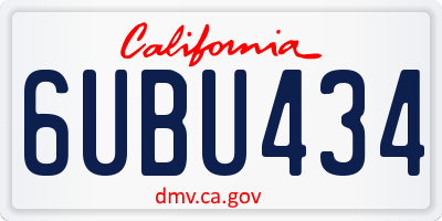 CA license plate 6UBU434