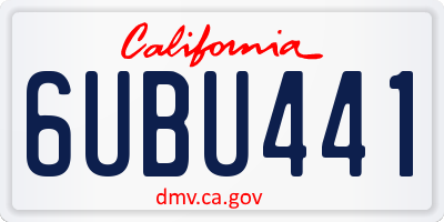 CA license plate 6UBU441