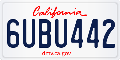 CA license plate 6UBU442