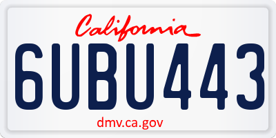 CA license plate 6UBU443