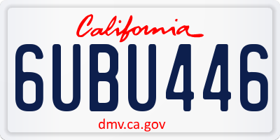 CA license plate 6UBU446