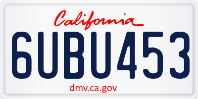 CA license plate 6UBU453