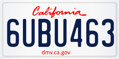 CA license plate 6UBU463