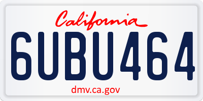 CA license plate 6UBU464