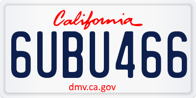 CA license plate 6UBU466