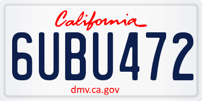 CA license plate 6UBU472