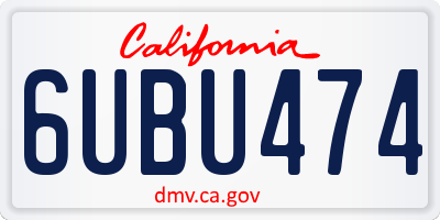 CA license plate 6UBU474