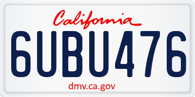 CA license plate 6UBU476