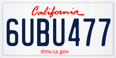 CA license plate 6UBU477