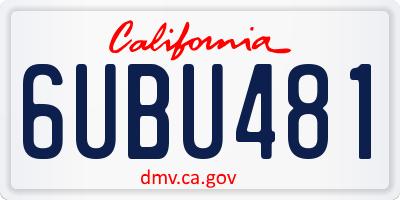 CA license plate 6UBU481