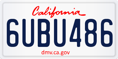 CA license plate 6UBU486